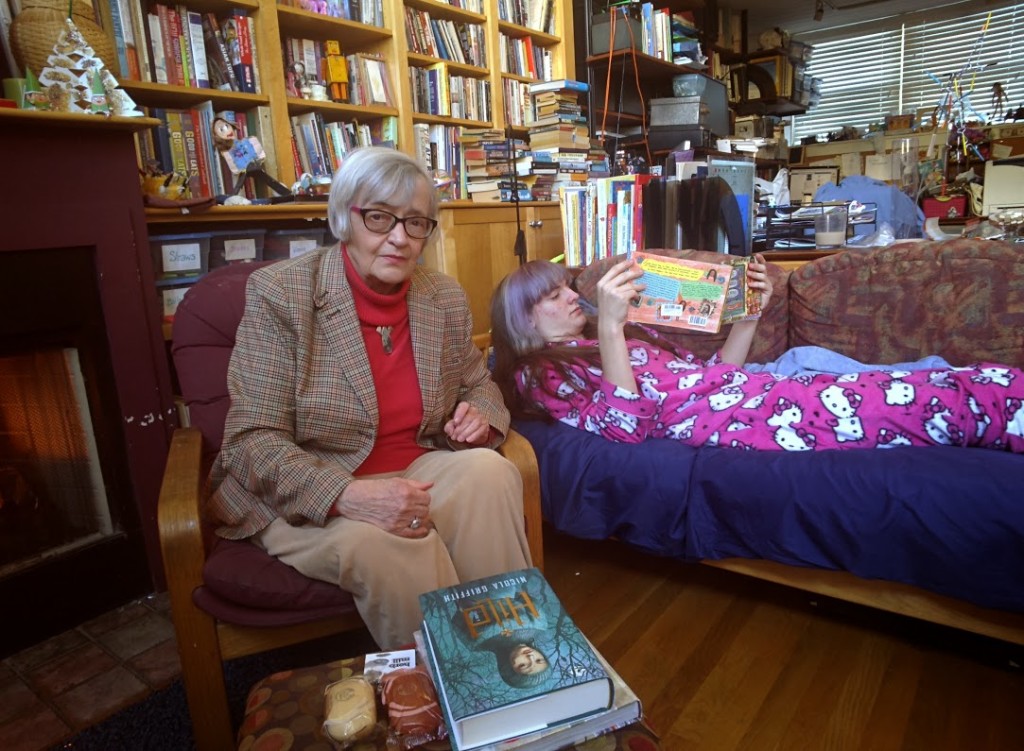 My mother, one of the two Doctors O'Connell. And my son, rocking the hello kitty pajamas. 